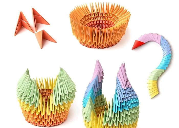 Оригами техникасындағы әдемі аққу
